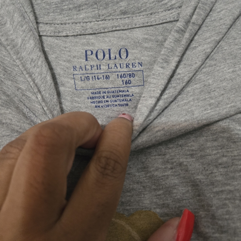 Ralph Lauren Kids Gray Hoodie with Bear Design - Picture 2 of 4